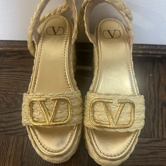 Valentino Garavani VLOGO Raffia Platform Wedge Sandals Size EU 40 - Picture 9 of 9